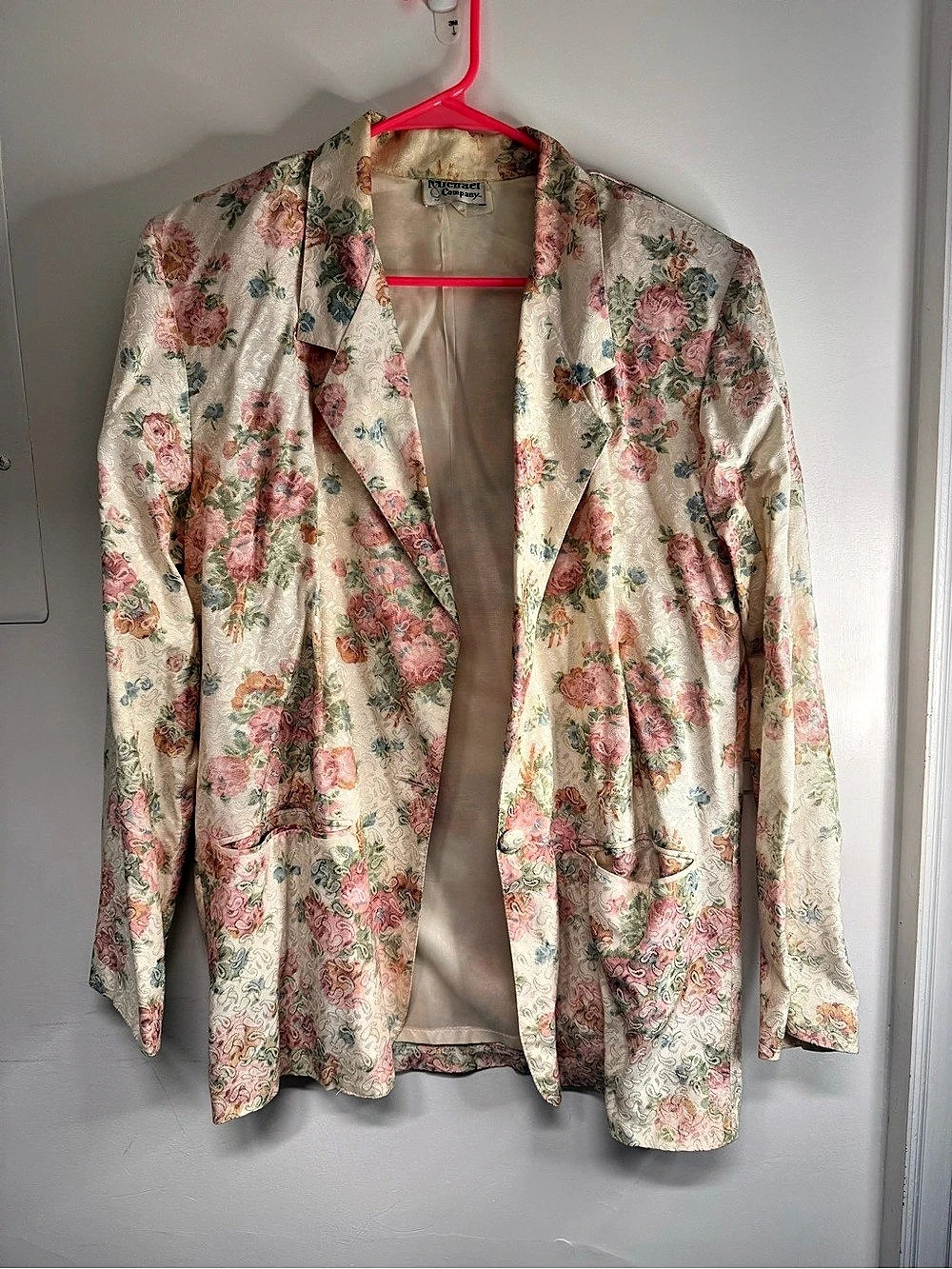 Vintage Michael Company Floral Blazer in Cream & Pink